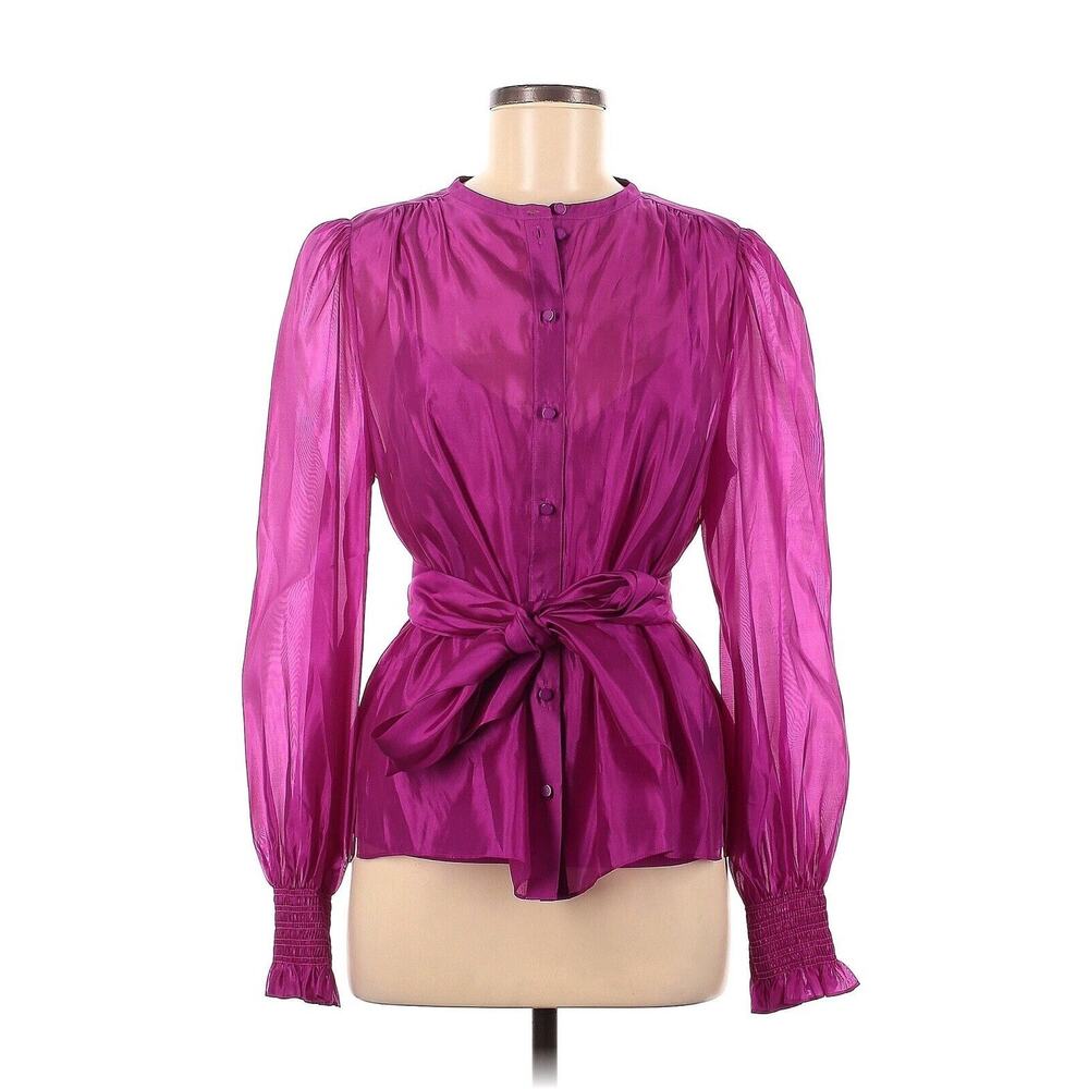 ME+EM Purple Pleated Silk Organza Necktie Blouse + Cami 100% Silk Organza 8 - Picture 3 of 4
